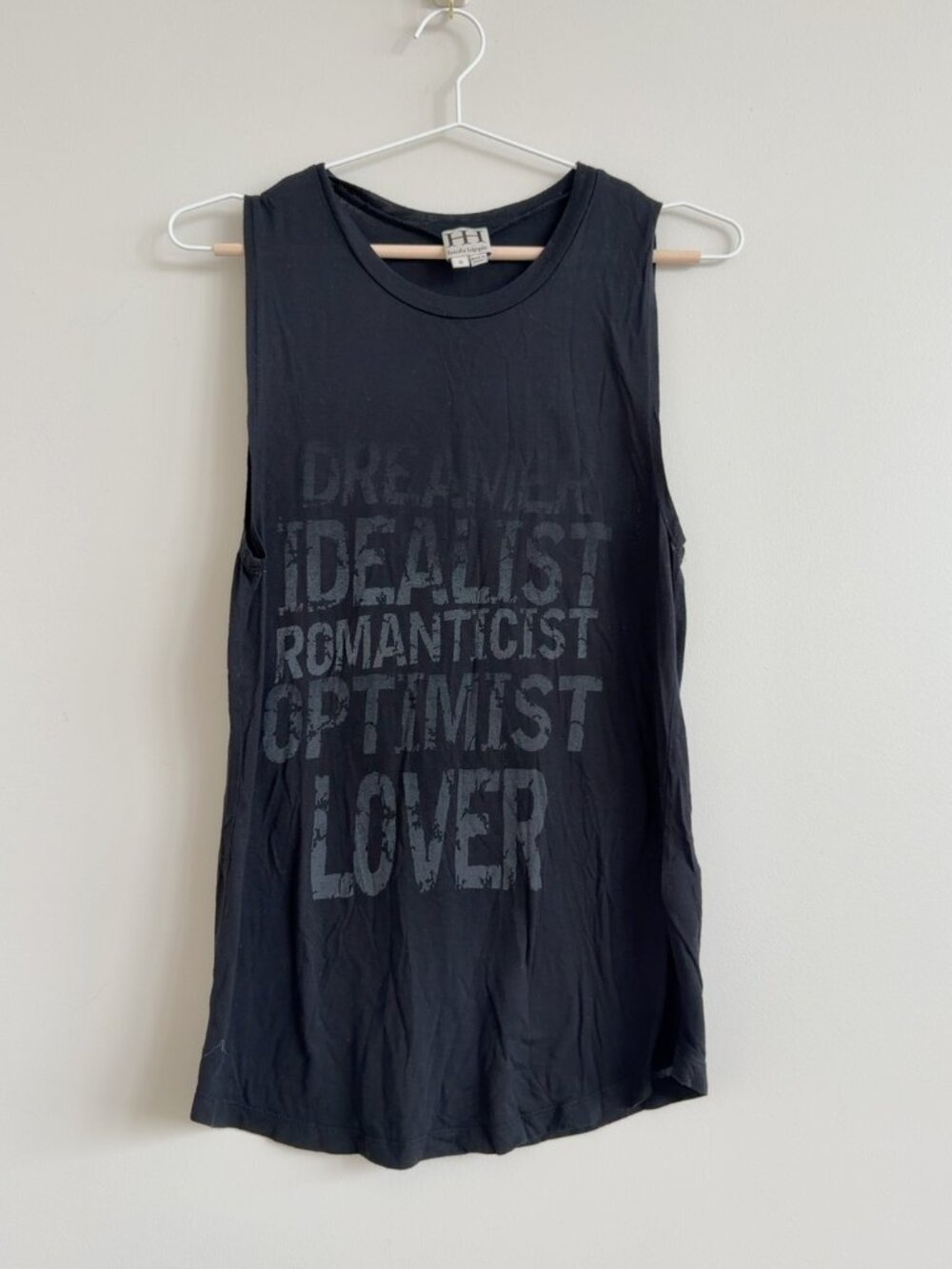 Haute Hippie Black Graphic Muscle Tank Dreamer Idealist Romantic Lover S
